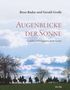 "AUGENBLICKE DER SONNE" in roter Schrift, darunter "Gedichte und Fotografien aus der Lausitz". Reiter im Gegenlicht., Buch