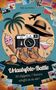 „Urlaubsfoto-Battle. 50 Aufgaben, 1 Kamera, schaffst du sie alle?“ Eine Kamera mit Urlaubsmotiven wie Palme und Flugzeug., Buch