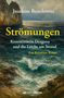 Buchtitel "Strömungen". Küstenansicht mit Wellen, Felsen und dramatischem Himmel, gemäldeartig illustriert., Buch