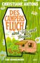 "Des Campers Fluch sind Tote und Besuch. Eine Krimikomödie." Grüner Hintergrund, Wohnwagen, Skelett im Fenster., Buch