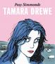 "Posy Simmonds TAMARA DREWE". Illustration einer Frau mit dunklen Haaren, im Hintergrund eine Wiese mit Schafen., Buch