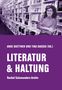 Titel: "Literatur & Haltung". Autoren: Anke Buettner und Tina Rausch. Frau vor Bücherregal., Buch