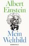 „Albert Einstein“ und „Mein Weltbild“ stehen über einer Zeichnung von Einstein. Unten steht „EUROPAVERLAG“.