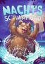 „Nachts im Schwimmbad“ in großen Buchstaben. Ein fröhlicher Bär plantscht im Wasser, umgeben von nächtlicher Szenerie., Buch