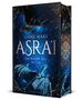 Cover von „Asrai: Die Nacht des Shetai“ von Liane Mars. Dunkle Drachen auf blauem, dekorativem Hintergrund., Buch