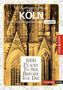 "Mit Ausflügen rund um Köln", darunter gotische Architektur mit spitzbogigen Fenstern, goldene Farbe dominiert., Buch