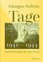 Titel: "Tage 1941—1944". Autor: Giorgos Seferis. Untertitel: "Aufzeichnungen aus dem Krieg". Darunter ein Bild eines sitzenden Mannes., Buch