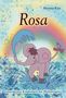 "Rosa" von Martina Kast. Interaktives Kinderbuch mit Malvorlagen. Illustration: Ein rosa Elefant spritzt Wasser., Buch