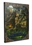Buch: "Das Schwarze Auge - Aventurisches Nekromanthäum". Illustration von Skeletten und Magiern in düsterem, leuchtendem Wald., Buch