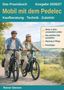 Das Praxisbuch "Mobil mit dem Pedelec" bietet Kaufberatung, Technik und Zubehör. Zwei Personen radeln fröhlich auf E-Bikes., Buch