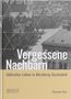 "Vergessene Nachbarn: Jüdisches Leben in Nürnberg-Gostenhof", Autorin Roxanne Narz. Historische Stadtansicht, geometrische Linien., Buch