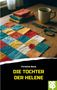 "Christine Baral - DIE TOCHTER DER HELENE". Ein Patchwork aus Stoffquadraten, eine Stoffschere, Tasse und Stapel Stoff., Buch
