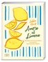 Titel: "Amore al Limone. Rezepte und Geschichten aus meiner italienischen Küche" von Letitia Clark. Illustration mit Zitronen und blauen Streifen., Buch