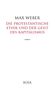 Große schwarze Schrift: "MAX WEBER". Darunter rot: "DIE PROTESTANTISCHE ETHIK UND DER GEIST DES KAPITALISMUS". Unten: "BOER".