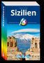 Titel: Sizilien. Autor: Thomas Schröder. Michael Müller Verlag. Logo mit stilisiertem „M“. Antikes Theater vor schneebedecktem Berg., Buch