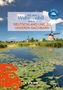 Mit dem Wohnmobil durch Deutschland. Wasser mit Seerosen, drei Windmühlen, blauer Himmel, Logo mit Wohnmobil-Symbol., Buch