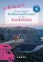 "Endlich Zeit! Europas schönste Wohnmobilrouten für den Ruhestand" erscheint über einer Berglandschaft mit zwei Personen., Buch