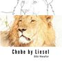 Text: "Chobe by Liesel, Bibi Nwafor." Eine Kombination aus Skizze und Aquarell eines Löwenkopfes., Buch