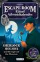 „ESCAPE ROOM Rätsel Adventskalender“ von Robin Palm. Sherlock Holmes mit Pfeife und Lupe, Schattenfigur vor Mond., Buch