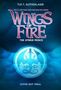 "Wings of Fire: The Hybrid Prince" von Tui T. Sutherland. Türkisblauer Hintergrund, Silhouette eines Drachens im Kreis., Buch