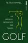 PETRA HIMMEL, GOLF, DIE ERFOLGSGESCHICHTE DER FRAUEN. Illustration: Silhouette einer Golferin beim Schwung., Buch