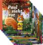„Wenn du wütend bist: Paul sieht rot.“ Illustration: Ein Eichhörnchen in gelbem T-Shirt hält eine Eichel vor einem Baum., Buch