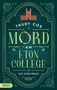 „Trudy Cos: Mord am Eton College – Ein Eton-Krimi“. Verzierungen und Abbildung eines roten Gebäudes oben., Buch