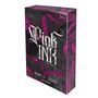 "PINK INK" in silberner Schrift, darunter "A DARK ROMANCE". Künstlerisch gestalteter Hintergrund mit pinken Filmstreifen., Buch