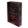 Buchcover mit den Worten "ONE CURSED ROSE" von Rebecca Zanetti. Rosenmuster in dunklen Rottönen als Hintergrund.