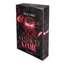 „Jolie Vines“, „Convict's Game“, „Dark Romance“, „Vajona“. Schwarzes Cover mit rotem leuchtendem Bandana, Herzen und Messer., Buch