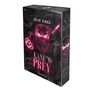 "Kane's Prey" von Jolie Vines, Dark Romance. Schwarzes Design mit neonpinkem Totenkopf, Messer und Schlagring., Buch
