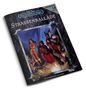 "Das Schwarze Auge: STRASSENBALLADE" oben, darunter eine Gruppe Menschen um ein Lagerfeuer in ritterlicher Kleidung., Buch