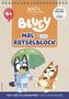 "4+, pen2nature, BLUEY, MAL- UND RÄTSELBLOCK. Bild mit zwei fröhlichen Cartoon-Hunden, einer hält einen Regenschirm.", Buch
