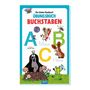 "Der kleine Maulwurf Übungsbuch Buchstaben. A Maus, B Hase." Illustration mit Maulwurf, Maus, Hase und Frosch.