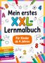 "Mein erstes XXL-Lernmalbuch. Für Kinder ab 4 Jahren." Bunte Buchstaben, Zahlen und Illustrationen von Stiften umgeben den Text., Buch