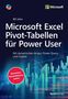 Buchtitel zu Microsoft Excel Pivot-Tabellen. Hintergrund zeigt Diagramm und Zahlen. Microsoft-Logo oben rechts., Buch