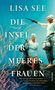 Text: "Lisa See, Die Insel der Meeresfrauen", Zitat von Jodi Picoult. Zwei lächelnde Frauen in traditioneller Tauchkleidung., Buch