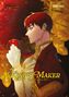 Text: "King's Maker: Triple Crown", "Haga, Kang Ji Young", "papertoons". Illustration eines Mannes mit roter Schlange., Buch
