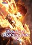„BOUNDLESS ASCENSION 3“. Eine Figur mit rotem Haar in Flammen gehüllt, dynamisch und kraftvoll dargestellt., Buch