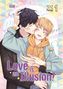 "Love is an Illusion!", "Story & Art by Fargo", zwei junge Männer umarmen sich liebevoll, farbenfroher Hintergrund., Buch