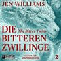 Text: "Jen Williams. Die Bitteren Zwillinge. Gelesen von Matthias Löhn. Rōnin Hörverlag." Illustration eines Drachens., MP3-CD