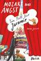 Texte: "Mozart hat Angst", "Ein Fall für Jaromir", "Heinz Janisch", "Obelisk". Illustration mit Bühne, Hund und Mann., Buch
