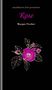 „mandelbaums kleine gourmandisen“, „Rose“, „Margot Fischer“. Illustration einer lila Rose mit Blättern auf schwarzem Hintergrund., Buch