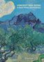 "Vincent Van Gogh in Saint-Rémy-de-Provence". Eine lebhafte Illustration mit Bergen, Wolken und wirbelnden Bäumen., Buch