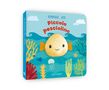 "Piccolo Pesciolino" in roten Buchstaben, blauer Ozeanhintergrund mit gelbem Plüschfisch und bunten Korallen., Buch
