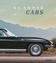 "CLASSIC CARS. Vom frühen 1900 bis späte 1960er. Schwarzer Oldtimer vor Berglandschaft, Firmenlogo in der Ecke."