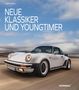 Text: "NEUE KLASSIKER UND YOUNGTIMER". Ein weißer, sportlicher Oldtimer fährt dynamisch auf einer Straße.