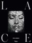 „L A C E“ sind um ein Gesicht in schwarzer Spitze angeordnet. Texte: Dolce & Gabbana, Rizzoli New York., Buch