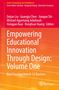 "Empowering Educational Innovation Through Design: Volume One" ist in großen weißen Buchstaben auf orange-rotem Hintergrund., Buch