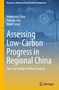 "Assessing Low-Carbon Progress in Regional China" von Zhou, Sun, Song. Hintergrund: Windräder und digitale Symbole., Buch